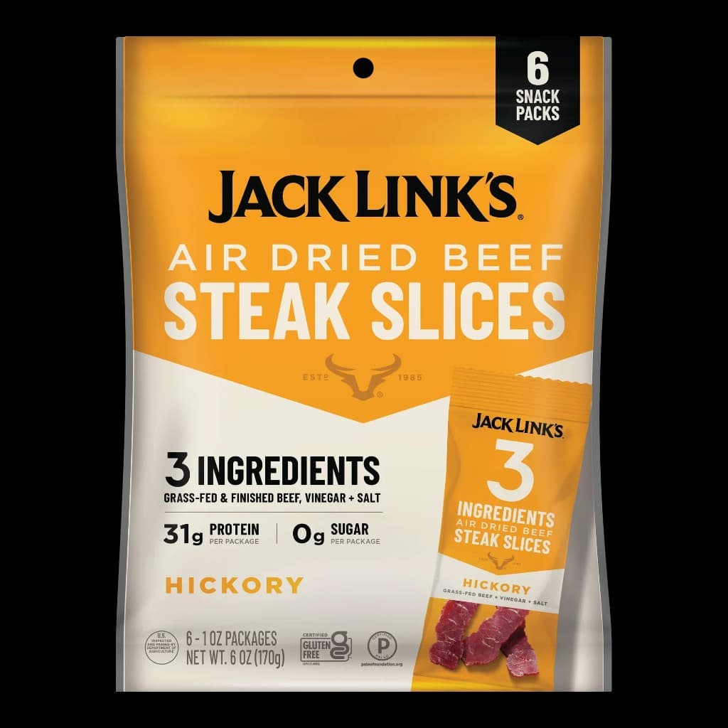 Air Dried Beef Steak Slices - Hickory (6 Snack Packs)