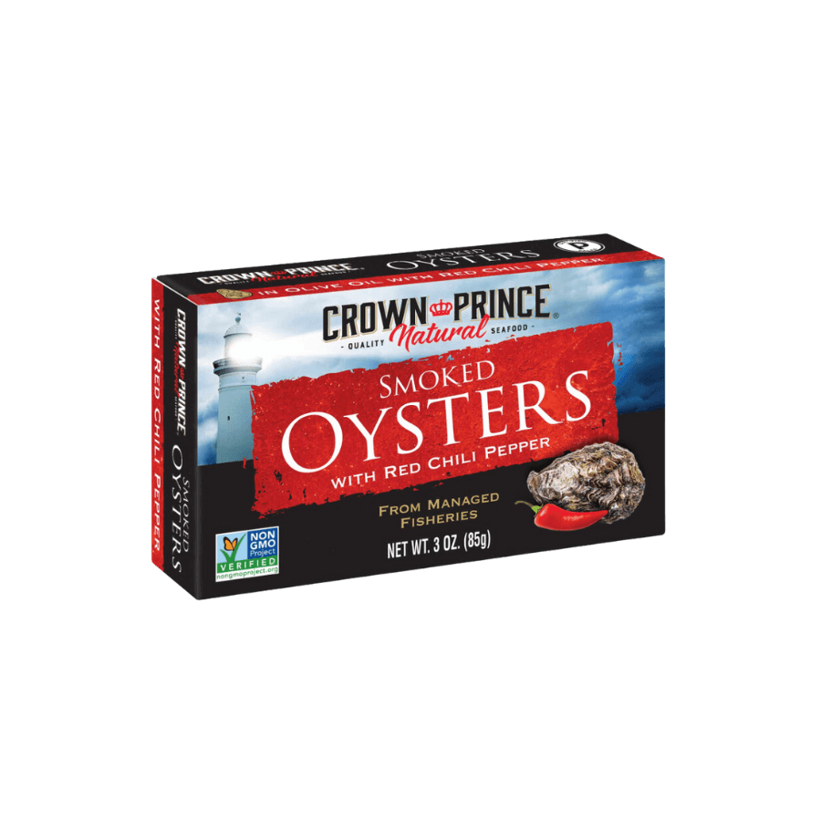 Smoked Oysters with Red Chili Pepper Crown Prince Natural