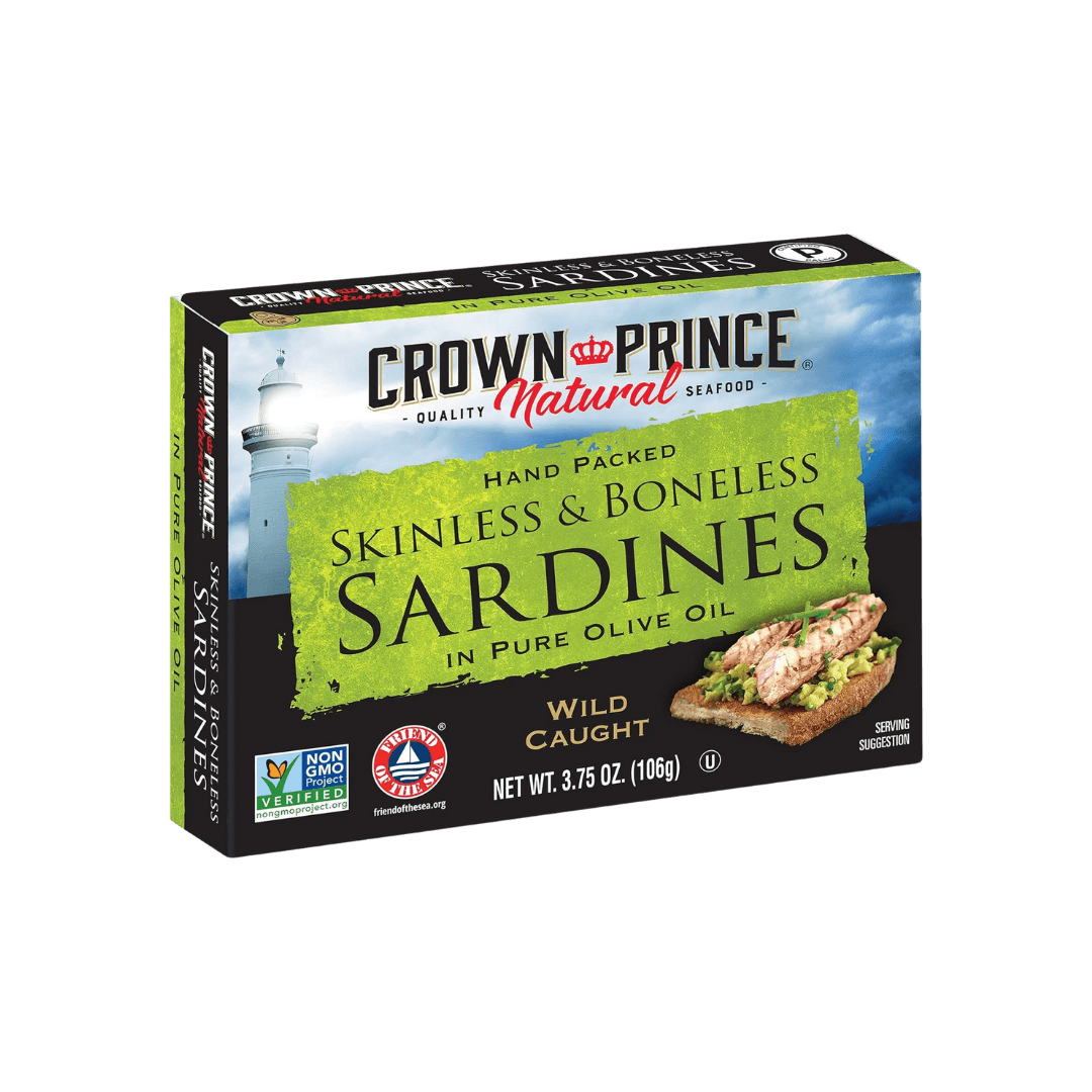 Skinless and Boneless Sardines in Olive Oil Crown Prince Natural