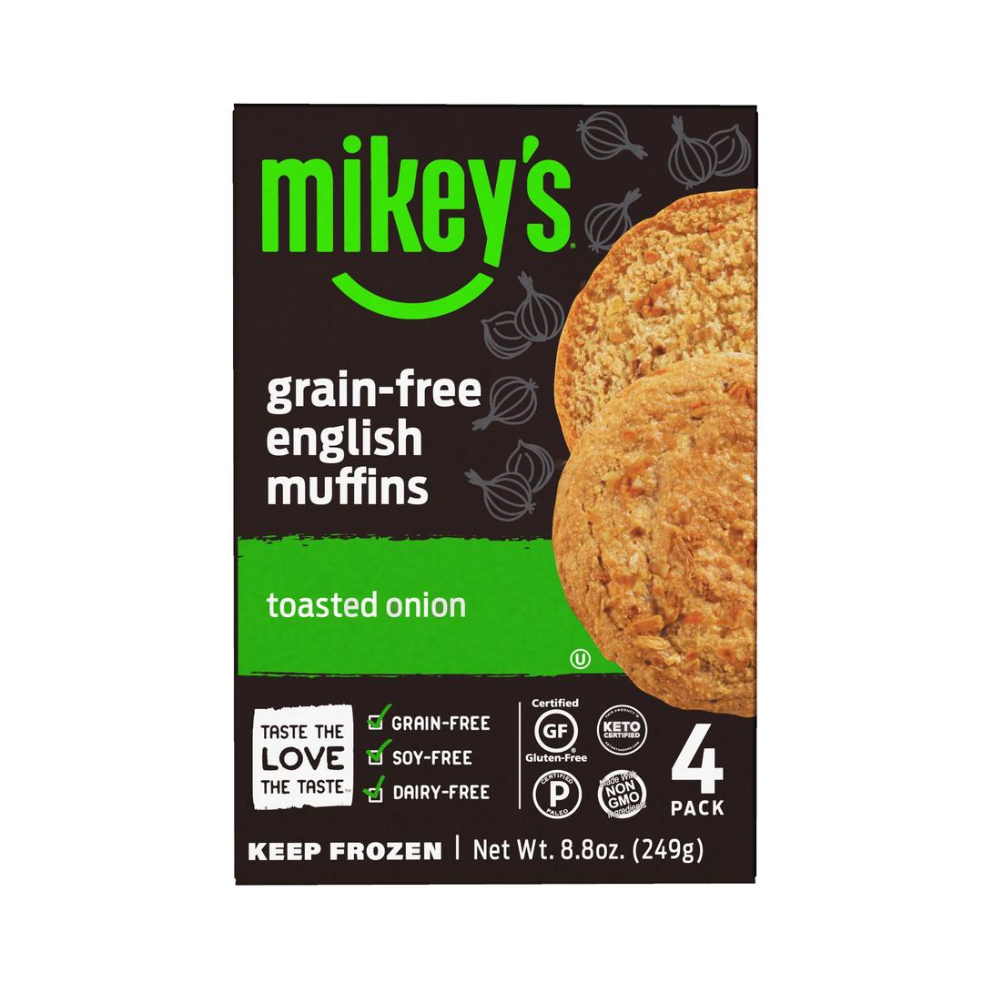 Grain-free English Muffins - Toasted Onion - Mikey's Muffins - Certified Paleo, Keto Certified by the Paleo Foundation