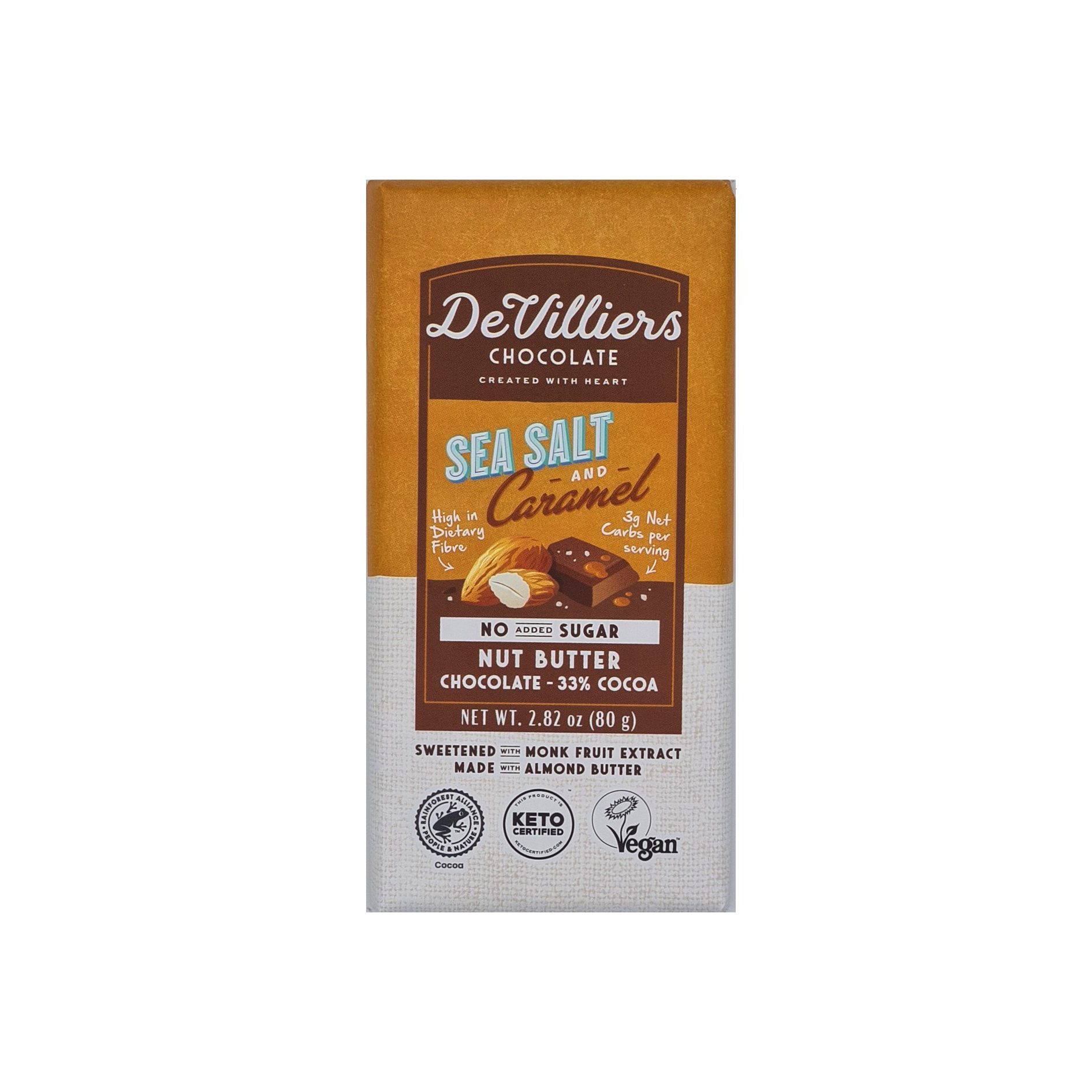 No Added Sugar Almond Nut Butter Chocolate with Sea Salt and Caramel