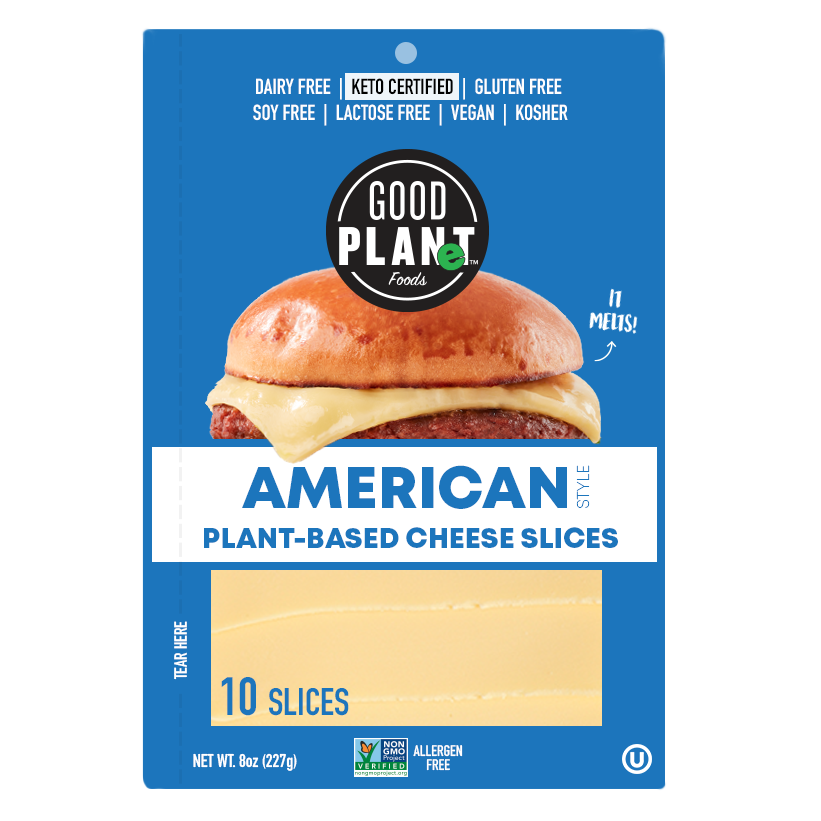 Plant Based Cheese American Slices - GOOD PLANeT Foods - Keto Certified by the Paleo Foundation