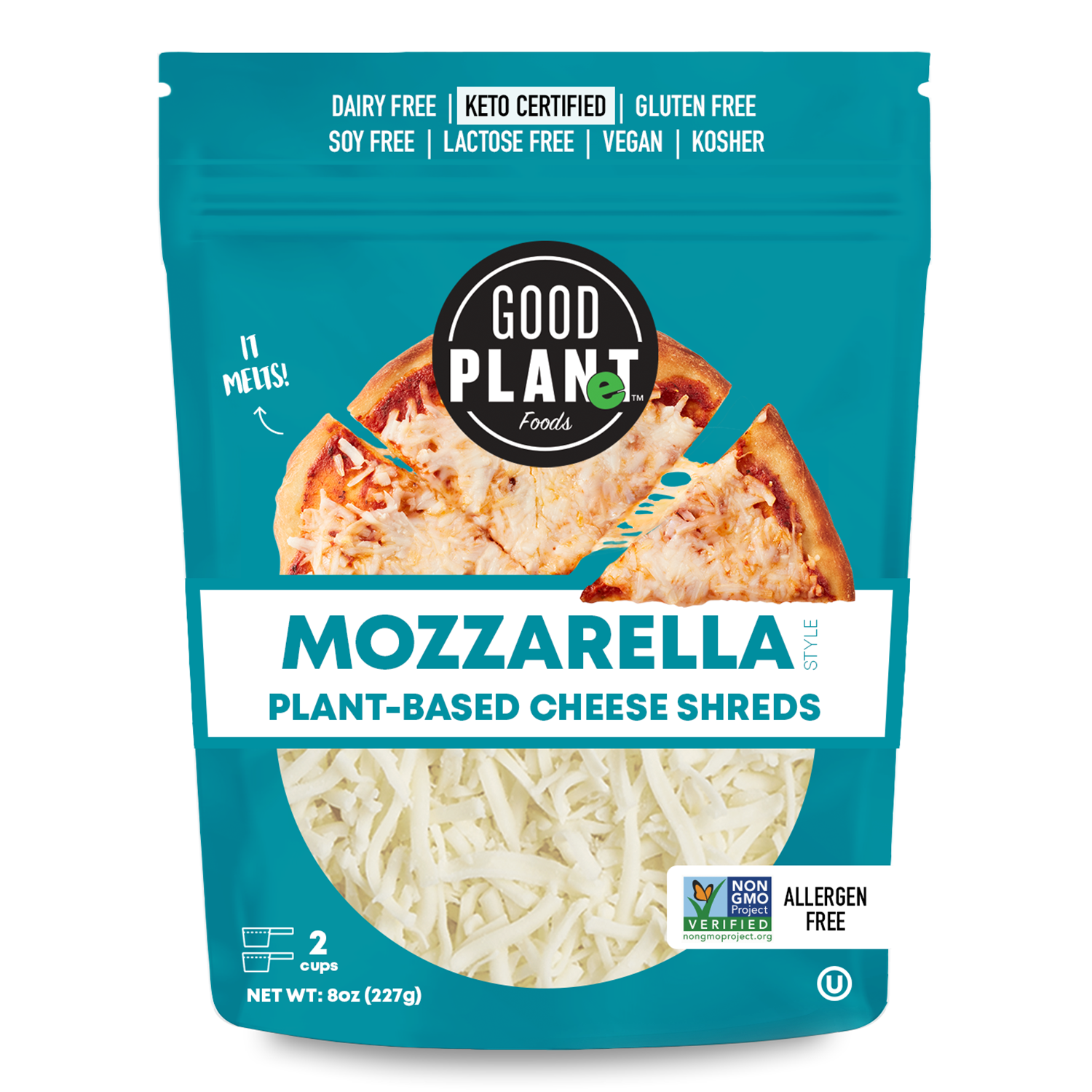 Plant Based Cheese Mozzarella Shreds - GOOD PLANeT Foods - Keto Certified by the Paleo Foundation
