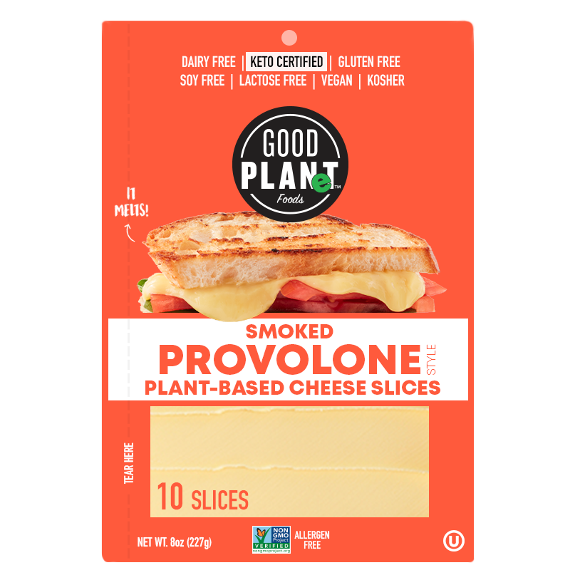 Plant Based Cheese Smoked Provolone Slices - GOOD PLANeT Foods - Keto Certified by the Paleo Foundation