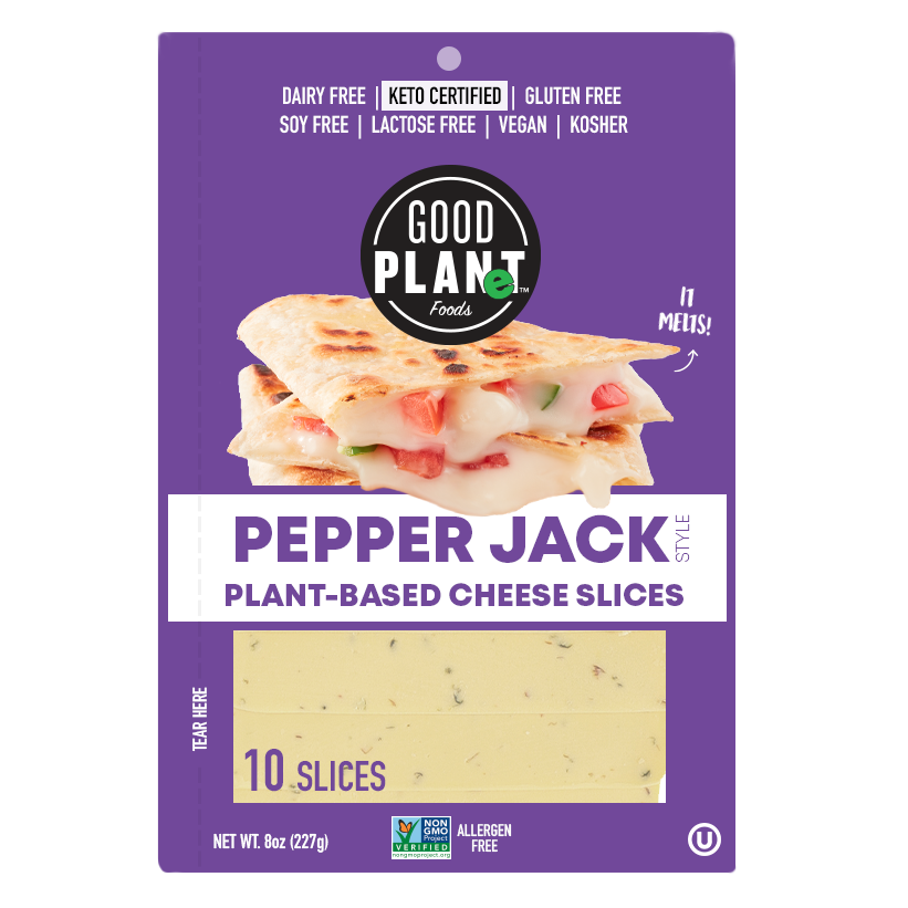 Plant Based Pepper Jack Slices - GOOD PLANeT Foods - Keto Certified by the Paleo Foundation