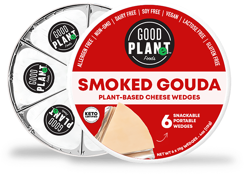 Smoked Gouda Plant Based Cheese Wedges - GOOD PLANeT Foods - Keto Certified by the Paleo Foundation