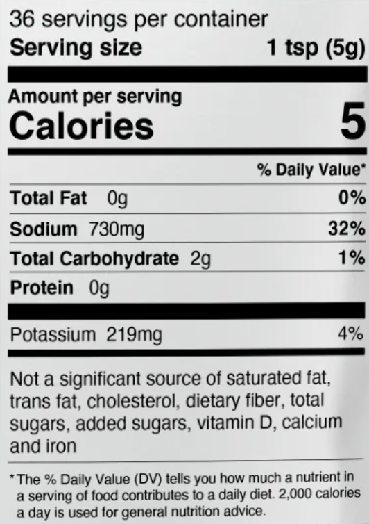 Nutrition facts